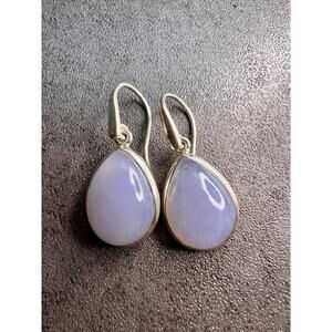 NEW Blue chalcedony sterling silver drop earrings 7.82 grams